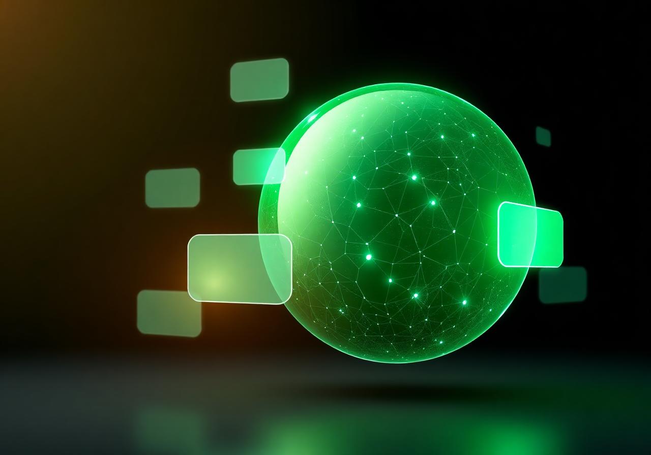 AI assistant orb with floating chat messages